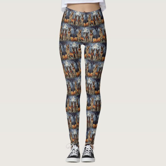 Duitse herder Halloween Spooky Leggings (Voorkant)