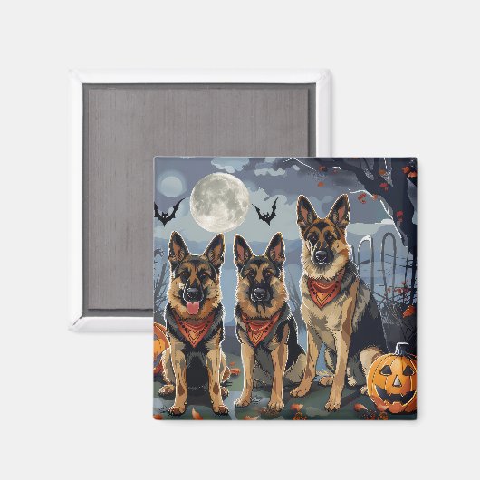 Duitse herder Halloween Spooky Magneet (Voorkant / Achterkant)