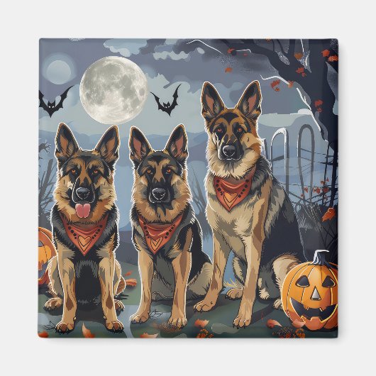 Duitse herder Halloween Spooky Magneet (Voorkant)