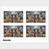Duitse herder Halloween Spooky Rechthoekige Sticker (Vel)