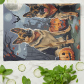 Duitse herder Halloween Spooky Theedoek (Gevouwen)