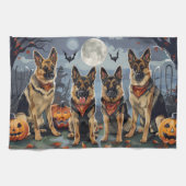 Duitse herder Halloween Spooky Theedoek (Horizontaal)