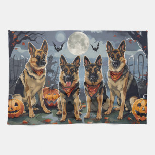 Duitse herder Halloween Spooky Theedoek
