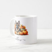 Duitse Herder Herfst Mok met gepersonaliseerde naa (Voorkant links)