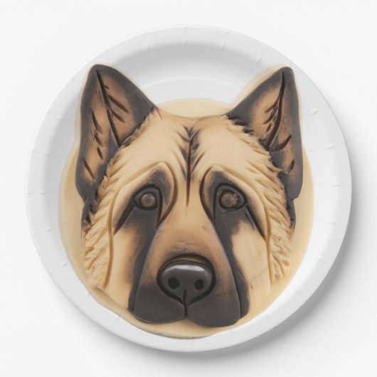 Duitse herder hond 3D geïnspireerd Papieren Bordje (Voorkant)