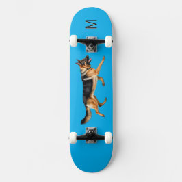 Duitse Herder Hond Afbeelding Monogrammed Blauw Persoonlijk Skateboard
