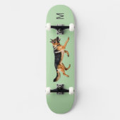 Duitse Herder Hond Afbeelding Monogrammed Groen Persoonlijk Skateboard (Voorkant)