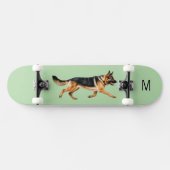 Duitse Herder Hond Afbeelding Monogrammed Groen Persoonlijk Skateboard (Horizontaal)