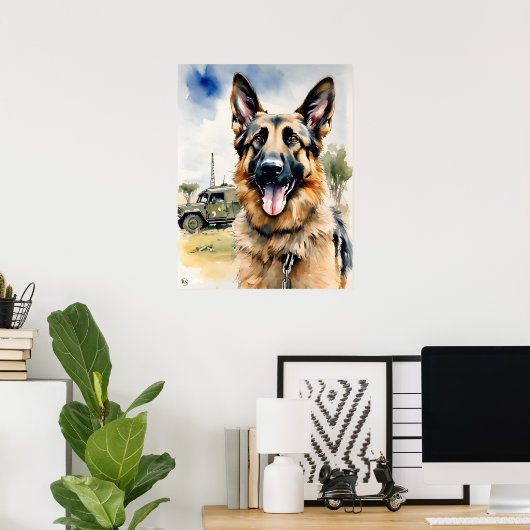 Duitse herder - Hond Art Print (Thuiskantoor)