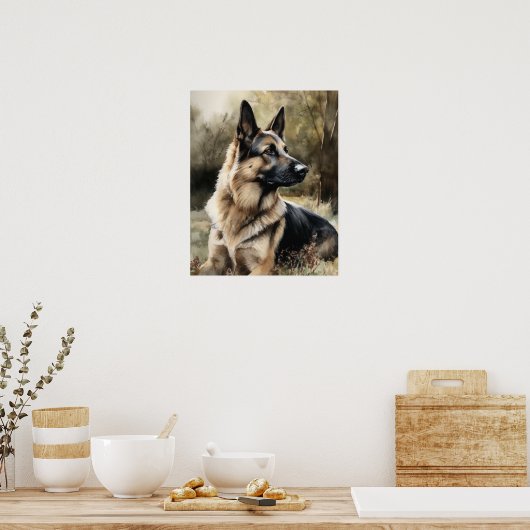 Duitse Herder Hond Art Print Poster (Keuken)