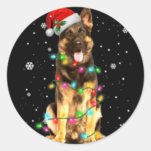 Duitse Herder Hond Boom Kerstmis Honden Gift Ronde Sticker
