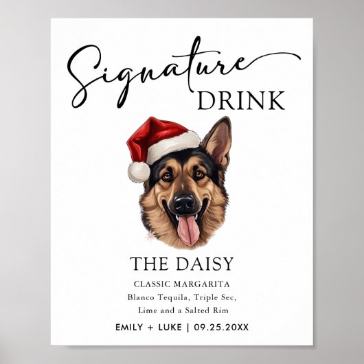 Duitse herder hond bruiloft handtekening Drink tek Poster (Voorkant)
