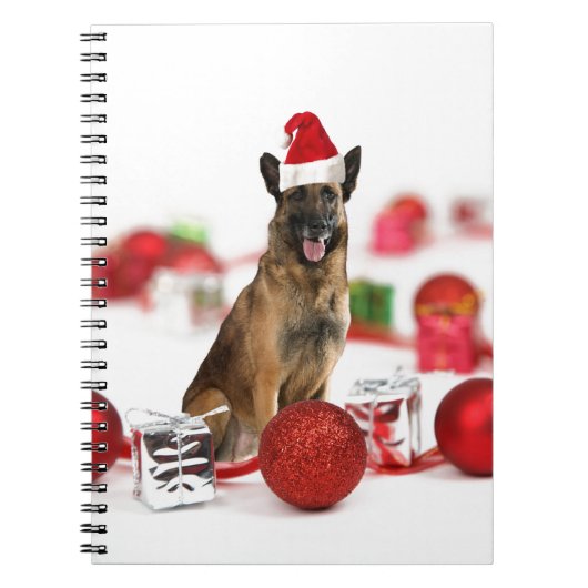 Duitse herder hond een kerstcadeaus Santa Hat Notitieboek (Voorkant)