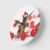 Duitse herder hond een kerstcadeaus Santa Hat Ronde Klok (Hoek)