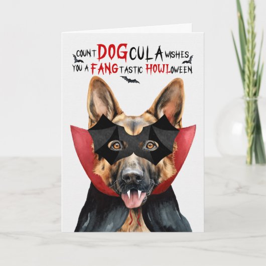 Duitse Herder Hond Grappig Count DOGcula Halloween Feestdagen Kaart (Voorkant)