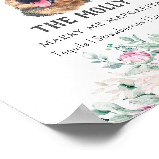 Duitse herder hond handtekening Drink teken Poster (Hoek)