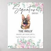 Duitse herder hond handtekening Drink teken Poster (Voorkant)