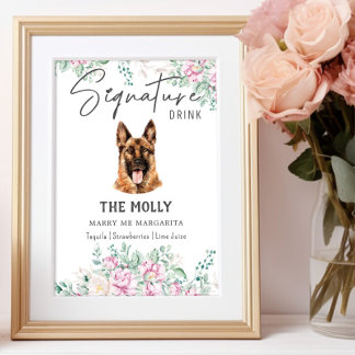 Duitse herder hond handtekening Drink teken Poster