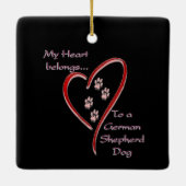 Duitse herder hond hart behoort keramisch ornament (Achterkant)