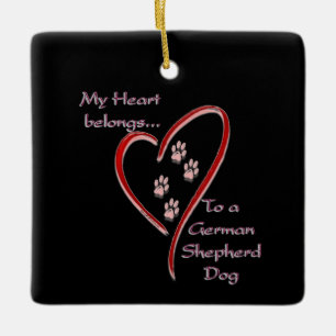 Duitse herder hond hart behoort keramisch ornament