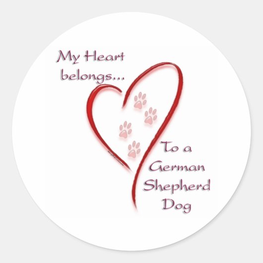Duitse herder hond hart behoort ronde sticker (Voorkant)