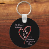 Duitse herder hond hart behoort sleutelhanger (Achterkant)
