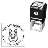 Duitse Herder Hond Hoofd Bibliotheek Boek Naam Zelfinktende Stempel (In situ)