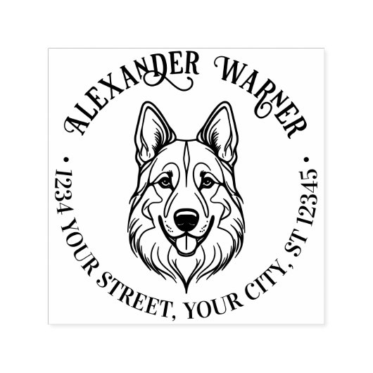 Duitse herder hond hoofd naam retour adres  zelfinktende stempel (Design)