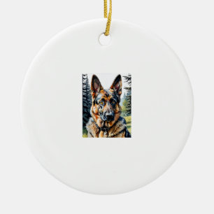 Duitse Herder Hond Hoofd Portret Hondenliefhebber Keramisch Ornament