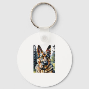 Duitse Herder Hond Hoofd Portret Hondenliefhebber Sleutelhanger