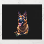 Duitse Herder Hond Hoofd Portret Hondenliefhebber  Sparkling Wijnetiket (Enkel label)