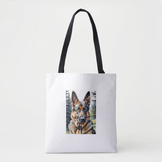 Duitse Herder Hond Hoofd Portret Hondenliefhebber Tote Bag (Voorkant)