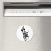 Duitse herder Hond Houtskool 2 Magneet (Insitu (Vaatwasser))