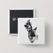 Duitse herder Hond Houtskool 2 Vierkante Button 5,1 Cm (Voorkant /achterkant)