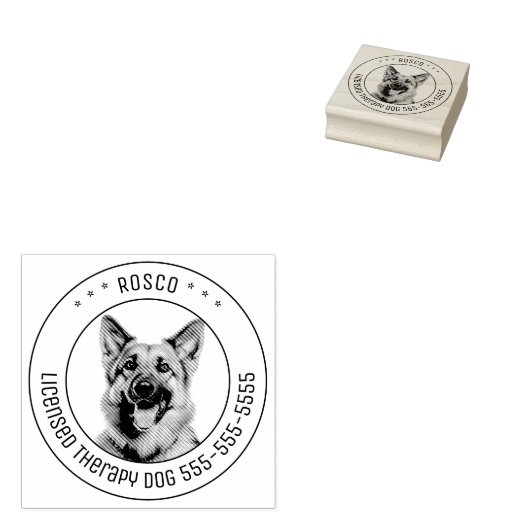 Duitse herder hond huisdier foto rond rubberstempel (Gestempeld)