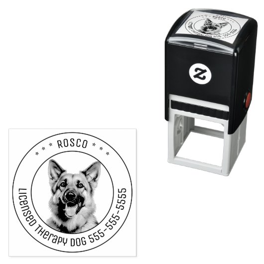 Duitse herder hond huisdier foto rond  zelfinktende stempel (In situ)