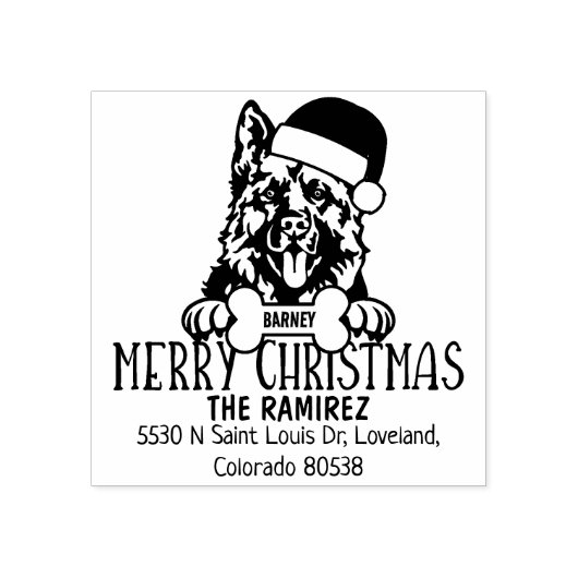 Duitse herder hond kerst retour adres rubberstempel (Afrduk)