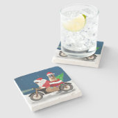 Duitse herder hond Kerstman Stenen Onderzetter (Zijkant)