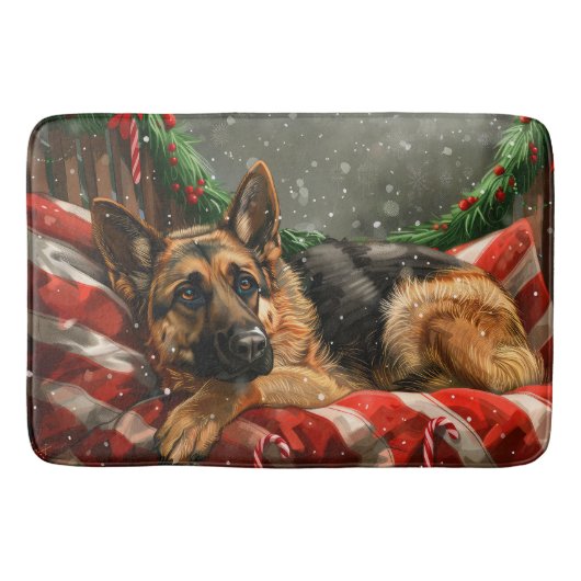 Duitse herder hond Kerstmis Feestelijk Badmat (Voorkant)