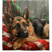 Duitse herder hond Kerstmis Feestelijk Douchegordijn (Voorkant)