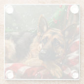 Duitse herder hond Kerstmis Feestelijk Glazen Onderzetter (Achterkant)