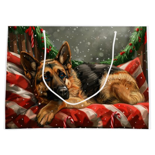 Duitse herder hond Kerstmis Feestelijk Groot Cadeauzakje (Voorkant)