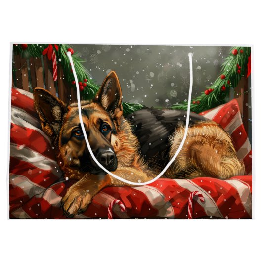 Duitse herder hond Kerstmis Feestelijk Groot Cadeauzakje (Achterkant)