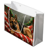Duitse herder hond Kerstmis Feestelijk Groot Cadeauzakje (Voorkant Gekanteld)