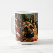 Duitse herder hond Kerstmis Feestelijk Koffiemok (Voorkant links)