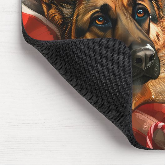 Duitse herder hond Kerstmis Feestelijk Muismat (Hoek)