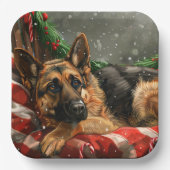 Duitse herder hond Kerstmis Feestelijk Papieren Bordje (Voorkant)