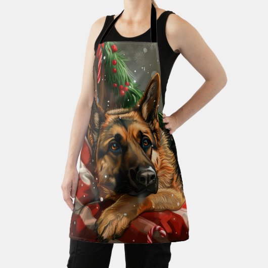Duitse herder hond Kerstmis Feestelijk Schort (Insitu)