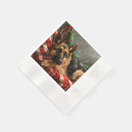 Duitse herder hond Kerstmis Feestelijk Servet (Hoek)