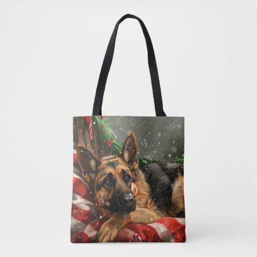 Duitse herder hond Kerstmis Feestelijk Tote Bag (Voorkant)